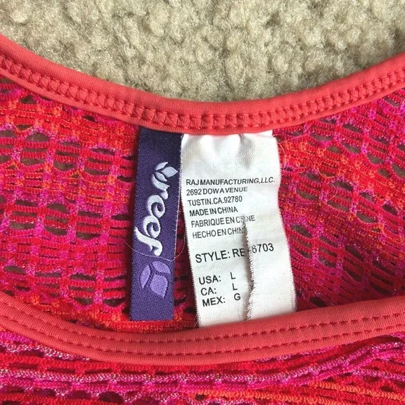 Reef Mesh Crochet Crop Tank Top Beach Swim Coverup Festival Summer Womens Large - Picture 5 of 5